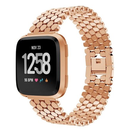 Fitbit Versa Lite klockarmband i rostfritt stål med fiskfjäll - Guld