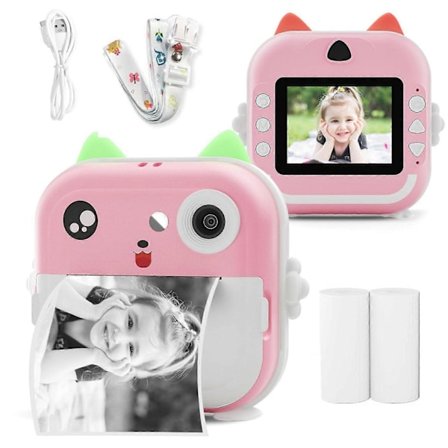 2.4" Barnkamera 1080P HD Printkamera Digitalkamera Termisk Skrivare för Barn Kul