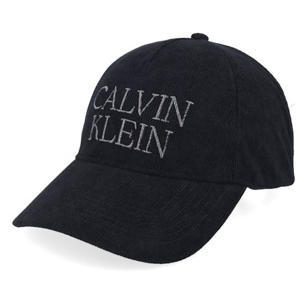 Calvin Klein - Schwarz unconstructed Cap - Corduroy Graphic 5 Panel Cap Black Dad Cap / Unconstructed @ Hatstore