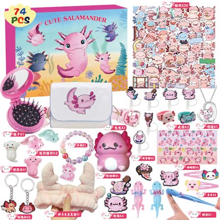 Salamander som river opp en adventskalender-nedtelling med en Axolotl