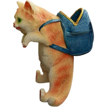 Katt Plantepotte, Hage Ryggsekk Kattformet Figur Harpiks Blomst