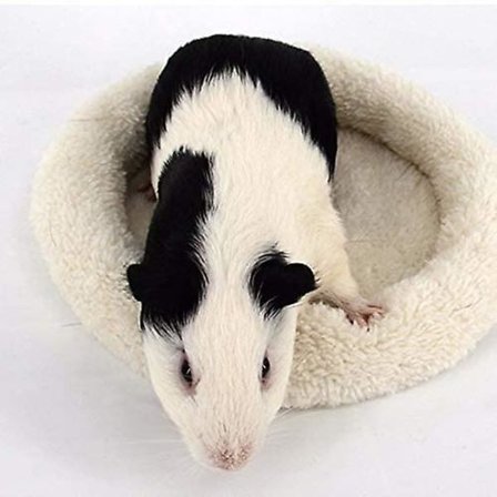 Bekväm rund varm fleece hamster säng sova matta för små husdjur(S beige)