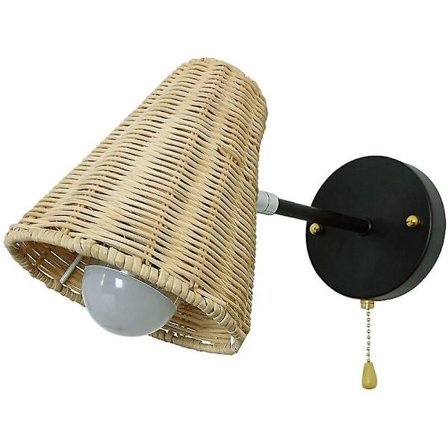 Væglampe, flettet væglampe i rattan, velegnet til soveværelse, stue, bar, cafe og restaurant