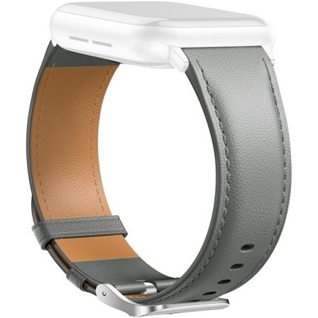 Läderband Apple Watch Series 10 42mm spetsig svansrem silverspänne - Grå
