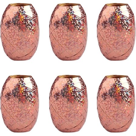 6 rullar roséguld lockband, 60 m ballongglitterband Christ