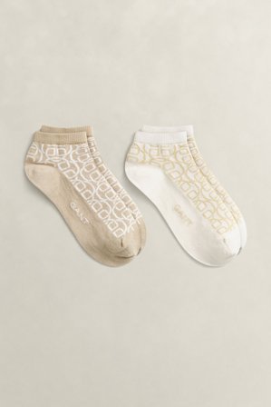 GANT Damen 2er-Pack Monogram Socken (36-38) Beige