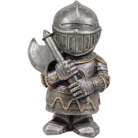 Hagevakt middelalderske statuedekorasjoner Ridder utsøkt ridder dvergstatue Hagefigurer Ornamenter Vakt middelaldersk rekvisitt Ridderrustning