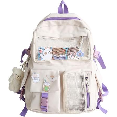 Student Ryggsekk Mini Super Kapasitet Kawaii Ryggsekk Søt Bag White