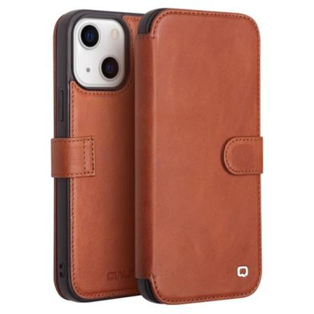 Qialino Äkta Läder Fodral Iphone 13 - Brun Brun