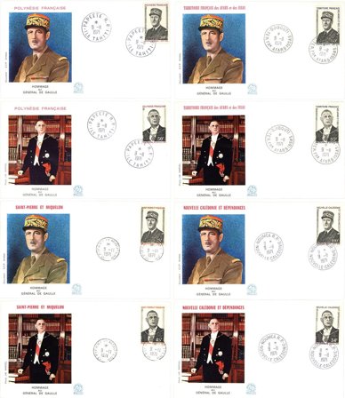 Franske kolonier 1971 - Général de Gaulle - 8 FDC