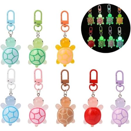 Söt glödande sköldpadda hänge nyckelring, harts färgglad lysande nyckelring, ryggsäck berlock.