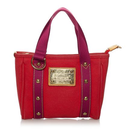 Louis Vuitton Vintage Pre-owned Antigua Cabas PM Fabric Canvas Rød, Dame Vintage Tasker, Størrelse: ONE Size