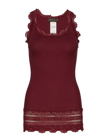Silk Top W/ Lace T-shirts & Tops Sleeveless Röd Rosemunde