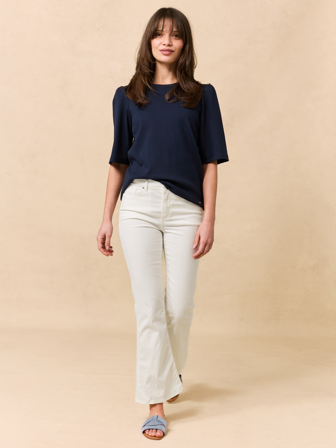 Jean Paul Femme - Sabine cropped flared color - Dame - Hvit - Bukser & Jeans - XS