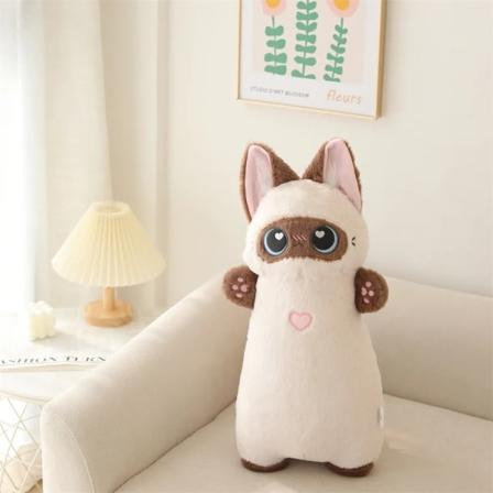 55CM Kawaii Pehmolelu Kissa Tyyny Lelut Täytetyt Pehmeä Siamilainen Kissanpentu Musta Kissat Sika Heitto Nukkumistyyny Lapset Lelut Tytöt Lahja 