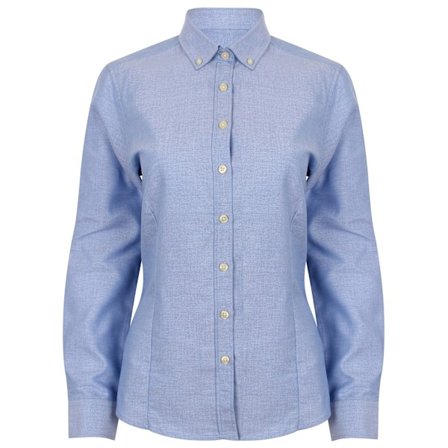 Henbury Dam/Damer Modern Långärmad Oxford Skjorta 4XL Blå