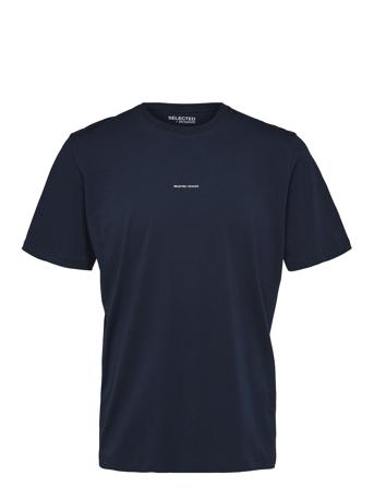 Selected Homme Slhaspen Print Ss O-Neck Tee Noos Marinblå