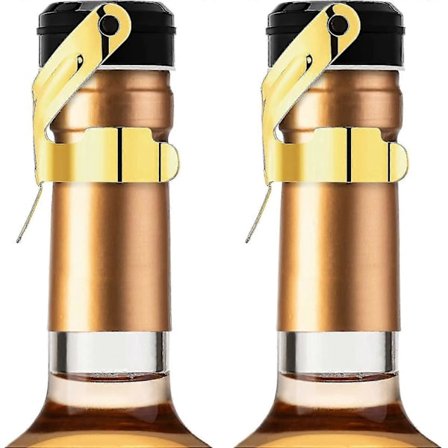 Clover Champagneforsegler, 2 stk Champagneflaskepropper i rustfritt stål for Cava Prosecco Musserende vin Forsegler Abc