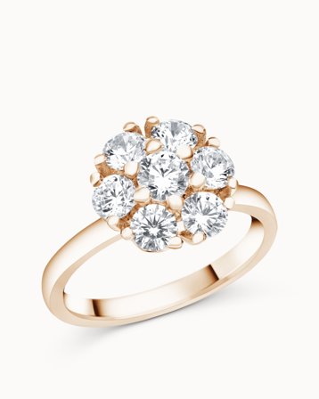 Haloring Flora 18K Rosaguld Naturlig Diamanter i stort halo Forlovelsesringe hos VANBRUUN