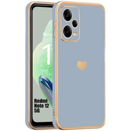 Etui til Xiaomi Redmi Note 12 5G (ikke til Note 12 4G), blå, stødsikker silikone med guld-kærlighedsmønster og belægning Blå