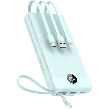 Extern Batteri - VEEKTOMX - 20000mAh - 5 Utgångar - Integrerade Kablar - LED-Display