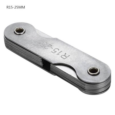 Radiusmåler i rustfritt stål, ekstern intern konkav konveks, R15 25mm måleverktøy