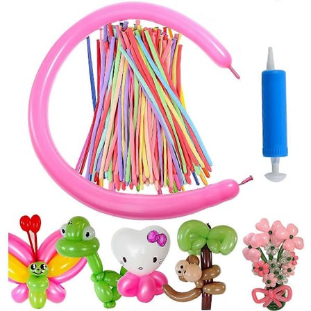 100 stk. Latex Twist Balloner, 260Q Dyremagi Lange Balloner Assorterede Farver med Pumpe til Dyreform Fester, Klovne, Bryllupsdekoration