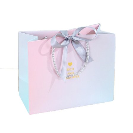 Gradient Color Presentpåse Handhållen papperspåse SILVER L L