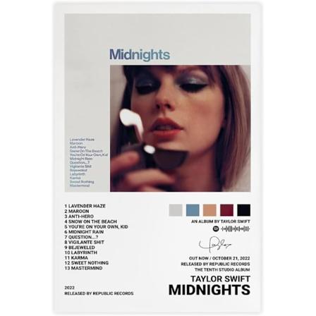 Popstjernen Taylor Swift Canvas Poster til Værelset Æstetisk Canvas Væghængning Soveværelse MIDNIGHTS MIDNIGHTS 20*30CM