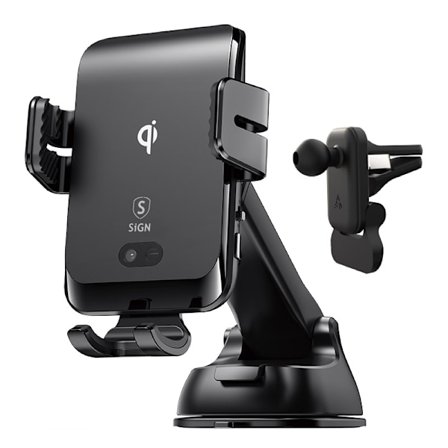 SiGN Bilholder med Trådløs Opladning - Sort