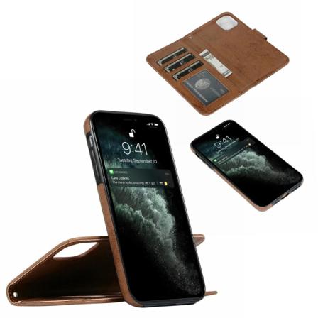 Suede Magnetfodral För Iphone 12 Mini Med Magnetlås. Brun One Size