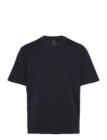 Breathable Cotton T-Shirt T-shirts Short-sleeved Marineblå Mango*Betinget Tilbud