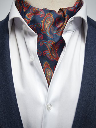 John Henric Men's Blue Ascot Paisley Size Onesize