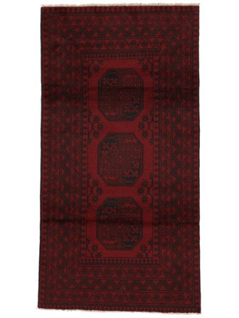 Afghan Fine Vloerkleed 97X190 Zwart Wol, Afghanistan