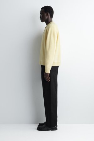 COS Men's Cardigan Girocollo In Lana Cotta in Giallo