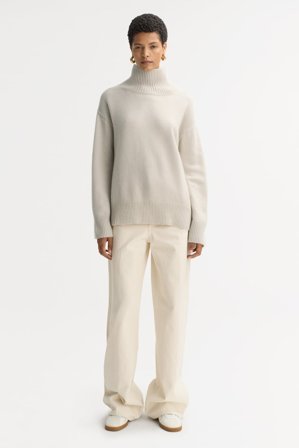 Soft Goat - Boyfriend Turtleneck - Kashmirtröja dam - L - Chalk