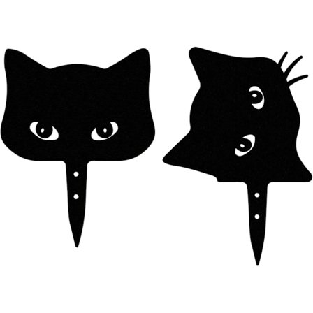 Musta kissa puutarhan metalliset panokset - Ulkoilukoristeet - Kodinsisustus - Musta kurkistava kissan siluettipanossetti 2 kpl