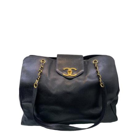 Chanel Vintage, Pre-owned Leather Shoulder Bag Zwart, Dames, Maat:ONE Size,leer