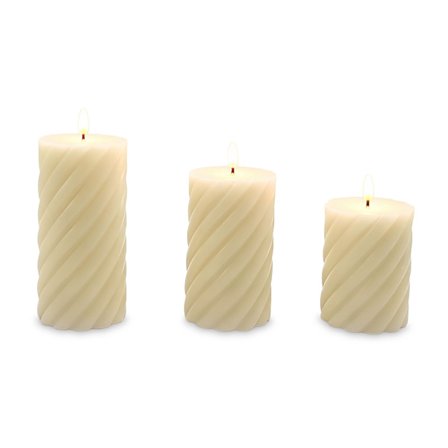 LED flammefrit sæt med ægte vokslys, 3 størrelser