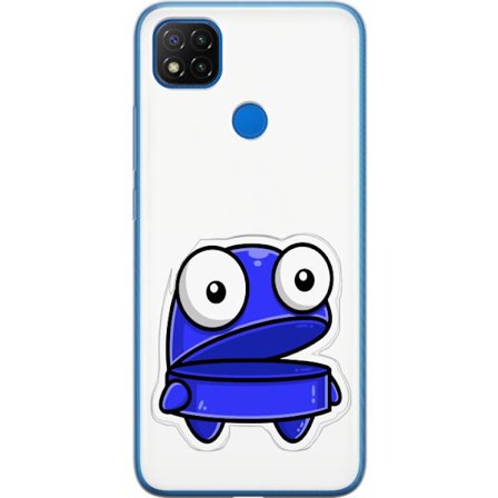 Kompatibel Mobilcover til Xiaomi Xiaomi Redmi 9C Blå tegneseriefigur med åbent udtryk og store øjne i sjov illustration