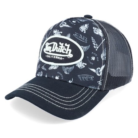 Von Dutch - Svart trucker Keps - Oval Patch Black Trucker @ Hatstore