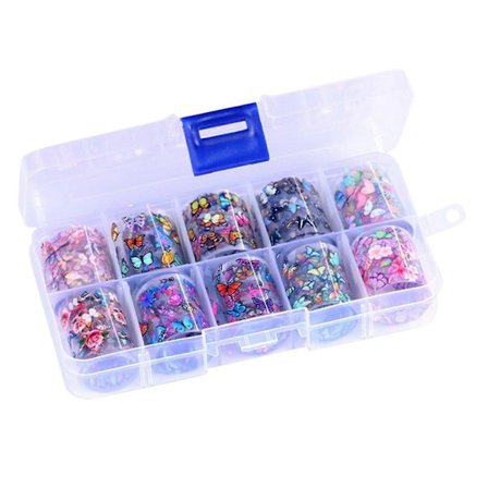 10 Rullar Holografisk Nagelkonst Transfer Folie Klistermärke Blomma Papper Omslag