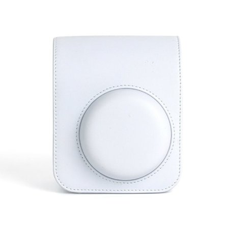 Resväska i PU-läder för Instax Mini 12, mjuk axelväska för Fujifilm-filmkamera + axelrem, jasminvit