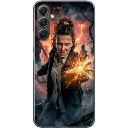 Kompatibelt Mobilskal till Samsung Samsung Galaxy A15 5G Kraftfull fantasibild av en ung kvinna med blixtenergi och mörk bakgrund, dramatiskt action-