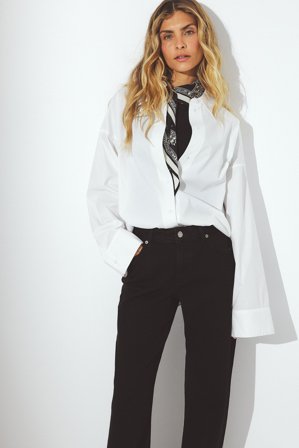 Victoria Quitzau x NA-KD Oversized skjorta med vida ärmar - Skjortor - Vit - EU 32