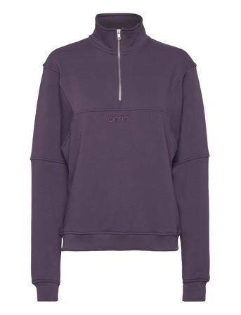 Logo Sweat Half Zip Sweat-shirt Genser Lilla AIM'N*Betinget Tilbud