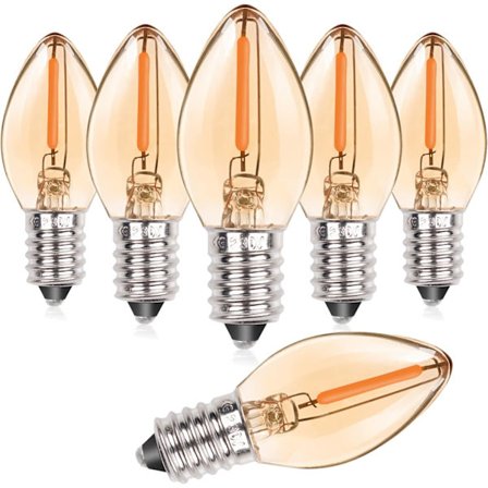 0,5W E14 LED Filament Lyspære Stearinlys C7 Vintage Nattelyspære, Skrue Amber Glass Saltlampe Pærer 5W Ekvivalent Ikke-Dimbar (6-pakning)