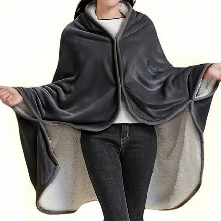 1 stk. Bærbar Filt, Dobbel Flanell Sjal Filt Klimaanlegg Soveteppe Dyne Midje Ben Lat Sovestund Multifunksjonell Offi Mørkegrå Dark Gray 100x150c...