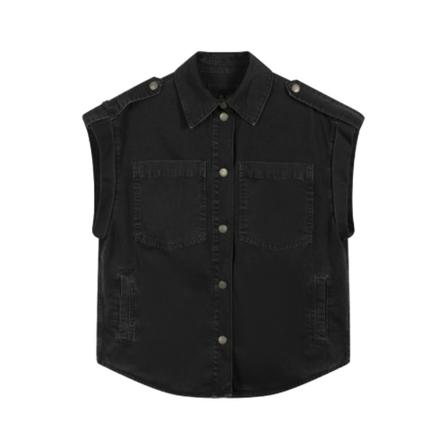 Alix The Label, Woven Shield Waistcoat Zwart, Dames, Maat:L,Cotton