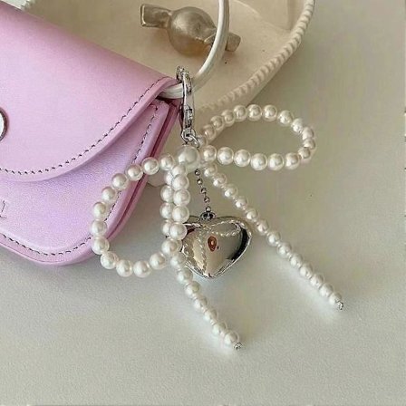 Y2K Mote Perlebånd Rosett Nøkkelring Håndlaget Perlebesatt Mobiltelefonkjede